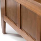 SIMPLIHOME Brooklyn Entryway Storage Bench - 48 inch Wide Solid Wood Storage Seat in Medium Saddle Brown, Contemporary Bench for Entryway or Living Room with Lift-Up Lid and Slatted Backrest