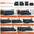 108" Sectional Couches for Living Room Boneless Couch Upholstered Cloud Couch Sectional Modular Sectional Sofa with L Shaped (Corduroy-Blue, 3 Seat+2 Ottoman)