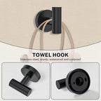 Matte Black Towel Bar Set 5-Piece Bathroom Hardware Accessories Set Includes 23.6in Towel Bar-Round Towel Ring-Toilet Paper Holder-Towel Hooks Stainless Steel Wall Mount Bathroom Towel Holder Set