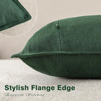 Foindtower Set of 2, Decorative Linen Soild Throw Pillow Covers Soft Accent Euro Cushion Case Farmhouse Neutral Pillowcase for Chair Couch Sofa Bedroom Living Room Home Decor 22 x 22 Inch Pine Green