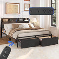 FLEXISPOT BF21Q Adjustable Bed with Storage Headboard and Charging Station, LED Light, Fabric Storage Drawers, Durable and Sturdy, No Box Spring Required, Easy Assembly.