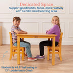 ECR4Kids 30in Square Hardwood Table with 22in Legs, Kids Furniture, Honey