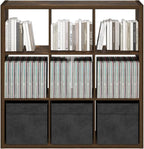 Furinno Cubicle Book Shelf, 9-Cube Thick Frame Bookshelf, Reversible Bookcase with Open Back, 14.6 x 43.8 x 43.8, for Living Room, Bedroom, Home Office, Amber Pine
