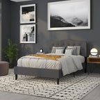 BizChair Tufted Upholstered Full Size Headboard in Dark Gray Fabric