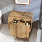 Bathroom Vanity, Natural Color Wall-Mounted Bathroom Vanity with Hidden Drawer (Nature Without Sink, 36")