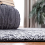 SAFAVIEH Evoke Collection 4' x 6' Black / Grey EVK256R Oriental Distressed Non-Shedding Living Room Bedroom Accent Rug
