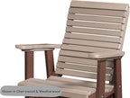 DutchCrafters Modern Horizontal Slat High Back Poly Glider Chair Outdoor Patio Furniture (White & Aruba Blue)