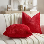 FUTEI Christmas Red Flannel Throw Pillow Covers 12x20 Inch Set of 2,Soft Dimensional TextuChristmas Red Lumbar Pillow Cases,Modern Home Decor for Couch Living Room