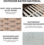 4 Piece Aluminum Patio Furniture: Hand Woven Rope Sofa - Modern Outdoor Sofa Seating with Cushion - All Weather Patio Set for Deck, Yard, Garden, Poolside, Hotel - Terracotta