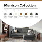 SIMPLIHOME Morrison Mid-Century Modern 89 inch Wide Sofa with Ottoman Set in Charcoal Grey Tightly Woven Performance Fabric for the Living Room and Family Room