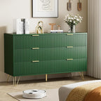 Green Dresser for Bedroom, Modern Dresser with Gold Metal Handles & Chests of Drawers for Bedroom, 15.7" D x 47.2" W x 29.5" H