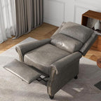 UIXE PU Leather Pushback Recliner Chairs Set of 2, Overstuffed Armchair Push Back Accent Chair for Living Room, Rivet Trim Club Chair Home Theater Single Sofa Bedroom Side Reading Seat - Gray