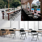 SEALAMB Plastic Folding Chairs 10 Pack, Black Commercial Portable Indoor/Outdoor Chairs for Home Office, Wedding, Events Parties with Steel Frame, 350lbs Capacity (Black-Plastic, 10 Pack)