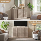 Fluted Dresser for Bedroom, 47" Wide Chest of Drawers, Modern 6 Drawer Dresser with Solid Wood Handle, Curved Profile Design, Wood Dressers Storage Organizer, Living Room, Hallway, White Alder