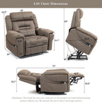 Big Man 400 lbs Recliners 28 Inch Wide Seat, Oversized Power Lift Recliner for Elderly Adults with Heat Massage, Lay Flat Recliner Chair Cup Holder & Wireless Phone Charger, USB Type C Charging