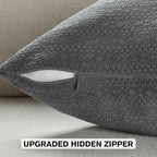 FUTEI Dark Grey Chenille Throw Pillow Covers 22x22 Inch Set of 2,Soft Striped & Diamond Textured Cushion Cases,Modern Home Decor for Couch Living Room