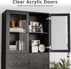 IRONCK Bookcase with Doors, Bookcases and Bookshelves with Drawers, 5 Tier Book Shelf with Acrylic Doors, Display Shelf for Living Room, Home Office, Study, Black