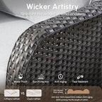 2 Pieces Wicker Patio Chairs - Outdoor Rattan Chairs Set of 2,All-Weather PE Wicker Dining Chair Set with High Back and Deep Seating for Deck Porch,Light Grey