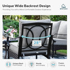 MFSTUDIO 4 Pieces Outdoor Patio Furniture Set, Metal Outdoor Conversation Set, Rattan Wicker Patio Sectional Sofa Set with 2 x Swivel Single Sofa, 2-Seat Sofa, 1 x Coffee Table, Grey