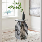 Signature Design by Ashley Wrenlane Contemporary Marble Accent Table, Black & White