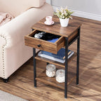 VECELO 27.5" Tall End Tables, Nightstands with Adjustable Shelf and Bin Drawer for Living Room/Bedroom,Set of 2