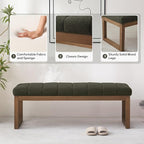 52.7" Bedroom Bench for End of Bed, Modern Upholstered Teddy Fabric Entryway Bench & Dining Bench, Footrest Stool Bench with Solid Wood Frame for Bedroom, Living Room (Green)