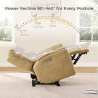 CHITA Super Zero Gravity Power Recliner Chair for Adults, Electric Faux Leather Recliner with USB & Type-C Charging Ports for Living Room, Bedroom & Home Theater Relaxation, Tan