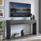 OKD 63" Fluted Console Table for Entryway, Modern Entryway Table with 2 Large Drawers, Long Sofa Table Behind Couch for Living Room, Hallway, Couch, Foyer，Dark Alder