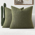 FUTEI Pack of 2 Moss Green Decorative Throw Pillow Covers 18x18 Inch Soft Cozy Solid Boucle Textured Cushion Case,Modern Home Decor for Couch Bed Living Room