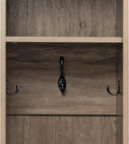 Prepac Narrow Coat Rack Freestanding Hall Tree with 3 Hooks, Entryway Furniture for Coat and Shoe Storage, Entryway Organization with an Adjustable Shelf, 14.75"W x 72.5"H x 15.5"D, Drifted Gray