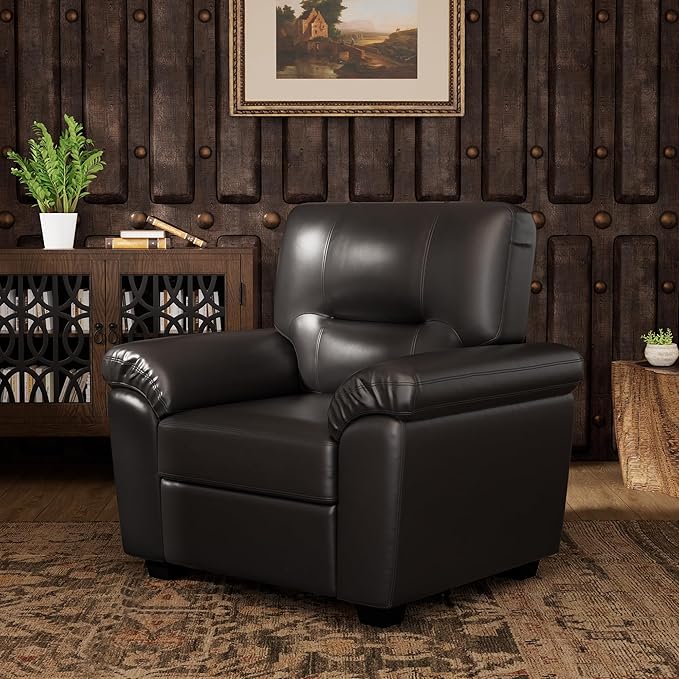 Morden Fort Faux Leather Chairs Set of 2, Modern Luxury Leather Sofa Chair Easy Clean Skin-Friendly Leather Accent Armchairs for Living Room Apartment Office Lounge Comfy Reading Chairs, Chocolate