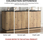 LKTART 55" Sideboard Buffet Cabinet with Storage, Wooden Fluted Storage Cabinet Sideboard with Adjustable Shelves Metal Rounded Corner for Kitchen Living Room (Natural)