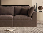 Oversized Cloud Sectional Couches for Living Room, Boneless U Shaped Couch with Ottoman, 4 Seater Modular Sectional Sofa, Brown