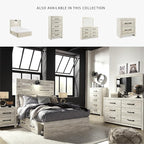 Signature Design by Ashley Cambeck Farmhouse Full Panel Platform Bed with 4 Storage Drawers, Sconce Light and USB Ports, Foundation or Box Spring Not Needed, Whitewash