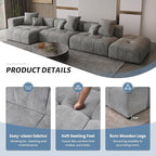 WJShome 183" Oversized Modular Sectional Sofa, U Shaped Couch with Ottoman,Sectional Couches for Living Room,Large Linen Deep Seat with Pillow Couches for Home,Spacious Space,Gray