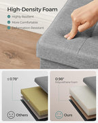 SONGMICS Mazie Collection - 30 Inches Storage Ottoman, Foldable Storage Bench with Flipping Lid, 660 lb Load Capacity, for Entryway, Living Room, Bedroom, Light Gray ULSF41G