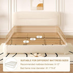 King Size Cloud Bed Frame, Upholstered Boucle Platform Bed with Adjustable Headboard, Anti-Collision Soft Rounded Corners, Noise Free, Easy Assembly, Cream