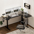 59 Inch L Shaped Standing Desk Adjustable Height,Gaming Electric Corner Standing Desk, Sit Stand Computer Table with Reversiable Splice Board, Black