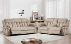 CANMOV Recliner Sofa Set,Manual Recliner Loveseat and 3-Seat Sofa with Overstuffed Armrest for Living Room,Bedroom Furniture,Office,Light Brown,2+3 Seat
