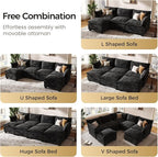 KKL Modular Sectional Sofa, L-Shaped 4 Seater Cloud Couch with Ottoman, Chenille Modern Sectional Couches for Living Room, Apartment, Black