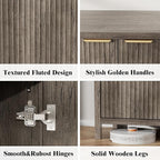 Fluted Sideboard Buffet Cabinet, 55" Large Storage Buffet Cabinet with 4 Doors and Adjustable Shelves, Modern Sideboard Console Table for Living Room,Entryway,Dinning Room,Kitchen-Grey