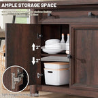 59" Large Buffet Cabinet with Storage, Farmhouse Walnut Sideboard Coffee Bar with 4 Doors & Adjustable Shelves, Wood Credenza Accent Coffee Bar Console Table for Living Room Hallway