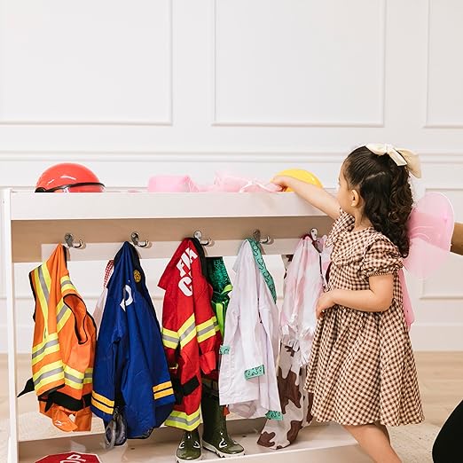 ECR4Kids Streamline Dress-Up Island, Costume Organizer, White Wash