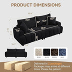 88 "Modern Boucle Sofa Couch, Oversized Comfy 3 Seater Sherpa Curved Sofas Deep Seat, Upholstered Loveseat Teddy Round Arm Couches for Living Room, Bedroom, Black