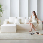 101" L-Shaped Couch for Living Room,Modular Sectional Cloud Couch,Boneless Sofa in A Box,Upholstered Couches for Bedroom,White Sofa with Oversized Chaise