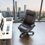 GYI High Back Executive Office Chair, Big and Tall Office Desk Chair 400LBS with Lumbar Support, Flip-up Armrests, Rubber Wheels, Black