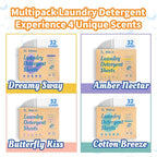 Laundry Detergent Sheets - 4 New Scented 128 Loads Travel Laundry Sheets for Dorm,College,Home,Hotel,Apartment,Camping,Ruise,Road Trip,Beach Vacation,Small Space,Family School Travel Essentials