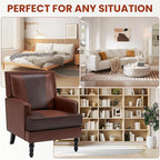 MOJAY Faux Leather Accent Chairs Set of 2, Mid-Century Modern Upholstered Lounge Armchair, Comfy Club Chair for Living Room, Bedroom, Study & Reception (Brown)