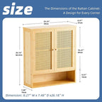 HITNET Bathroom Cabinet Wall Mounted, Rattan Medicine Cabinet, Bamboo Hanging Storage Organizer Over The Toilet with Adjustable Shelf for Living Room, Kitchen, Entryway (Natural)