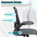 FelixKing Office Chair, Ergonomic Desk Chair Breathable Mesh Chairs Adjustable High Back Lumbar Support Flip-up Armrests, Executive Rolling Swivel Comfy Computer Chairs Home Office Dark Gray